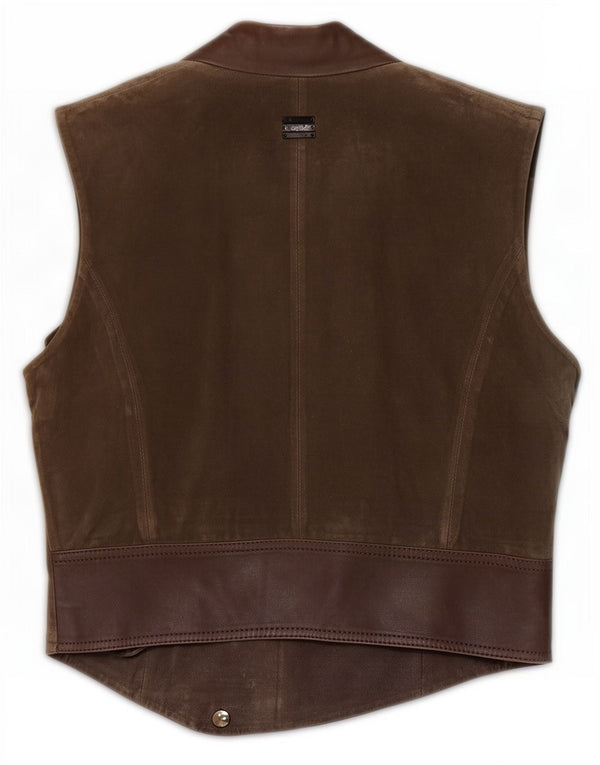 Colete de camurça feminino Diesel UK 10 pequeno couro marrom