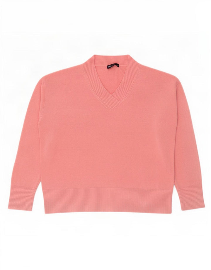 Suéter feminino Marks & Spencer grande com decote em V Reino Unido 16 grande rosa