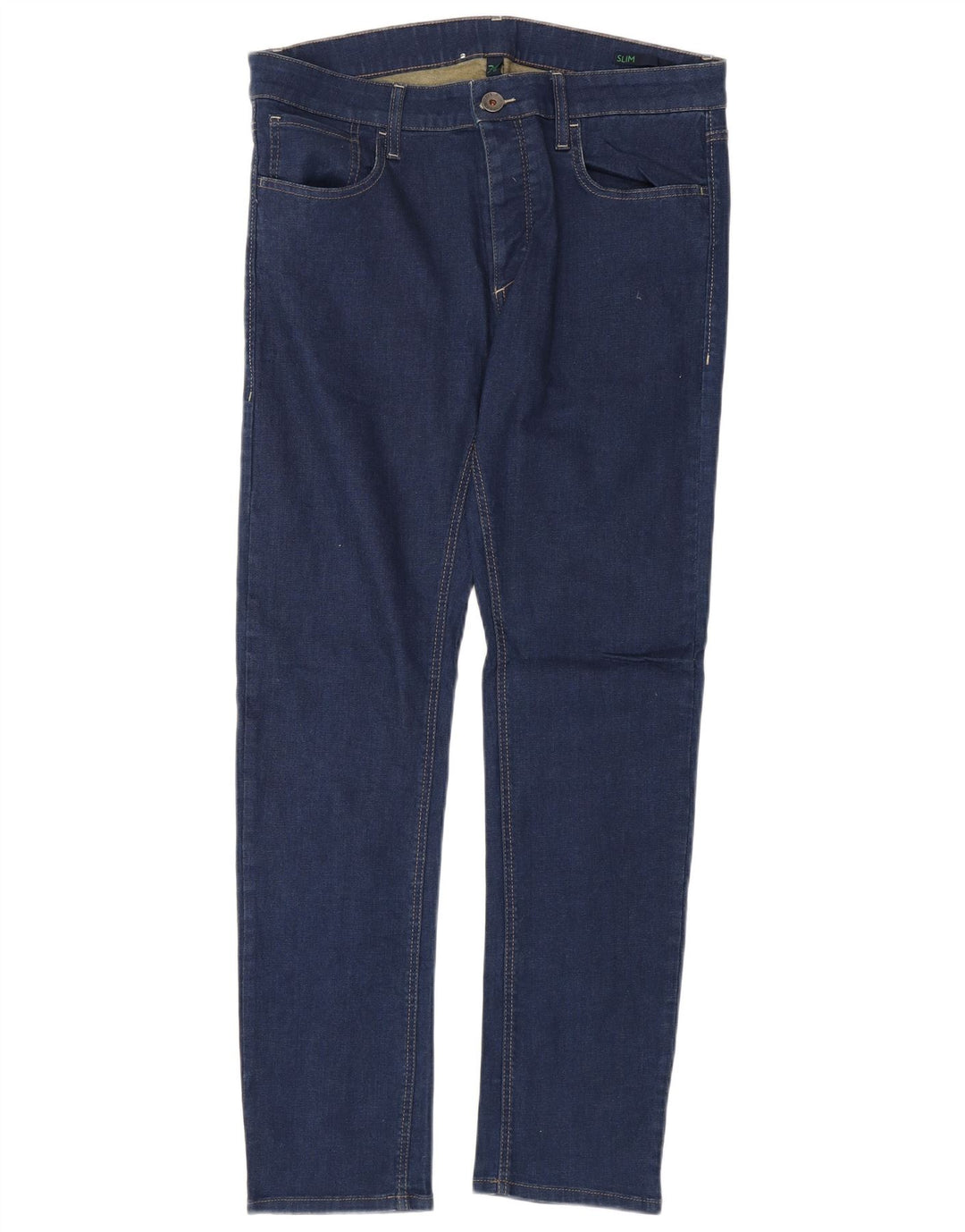 Jeans slim feminino BENETTON W36 L31 algodão azul marinho