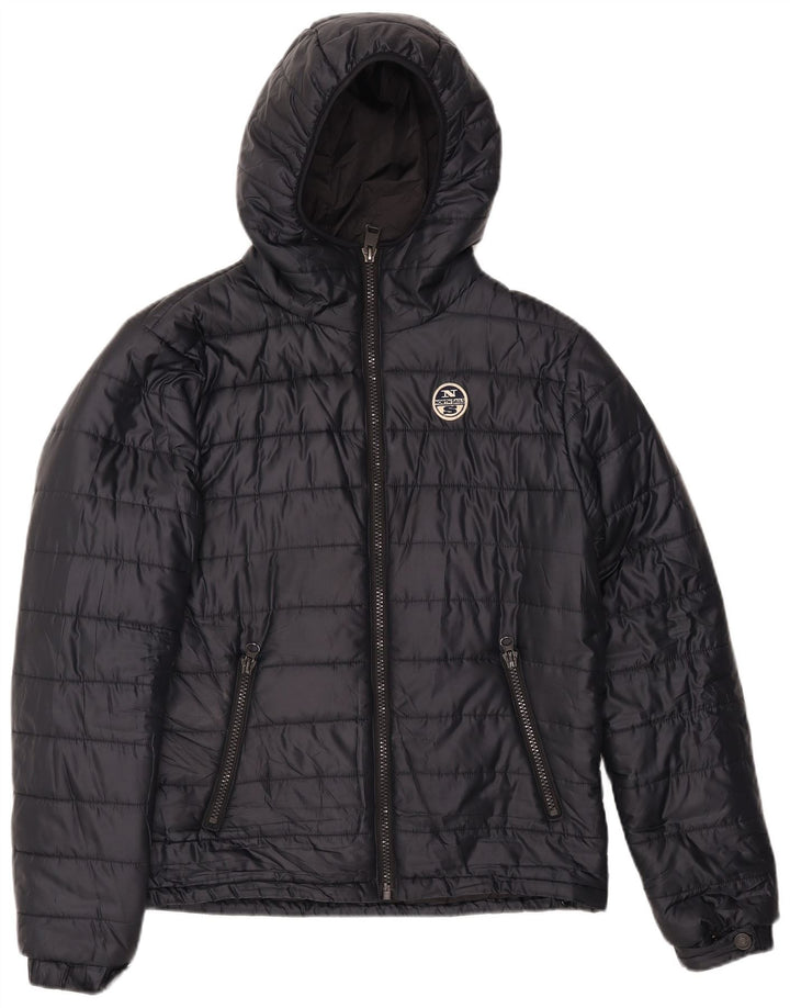 Jaqueta masculina acolchoada com capuz NORTH SAILS UK 38 nylon azul marinho médio
