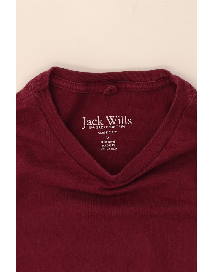 JACK WILLS Mens Classic Fit T-Shirt Top Small Burgundy Cotton Vintage Jack Wills and Second-Hand Jack Wills from Messina Hembry 