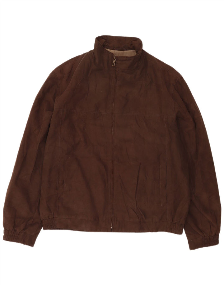 Jaqueta bomber masculina Marks & Spencer Reino Unido 40 grande poliéster marrom