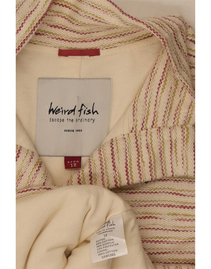 Jaqueta Duffle Feminina Weird Fish UK 12 Médio Algodão Listrado Branco