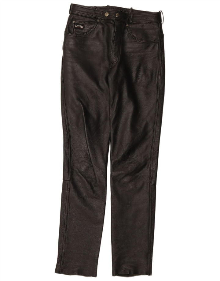 Calça masculina de couro slim Akito W32 L34 couro preto