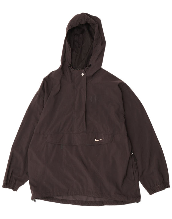 Jaqueta Nike feminina com capuz oversized Anorak EUA 8/10 médio preto nylon