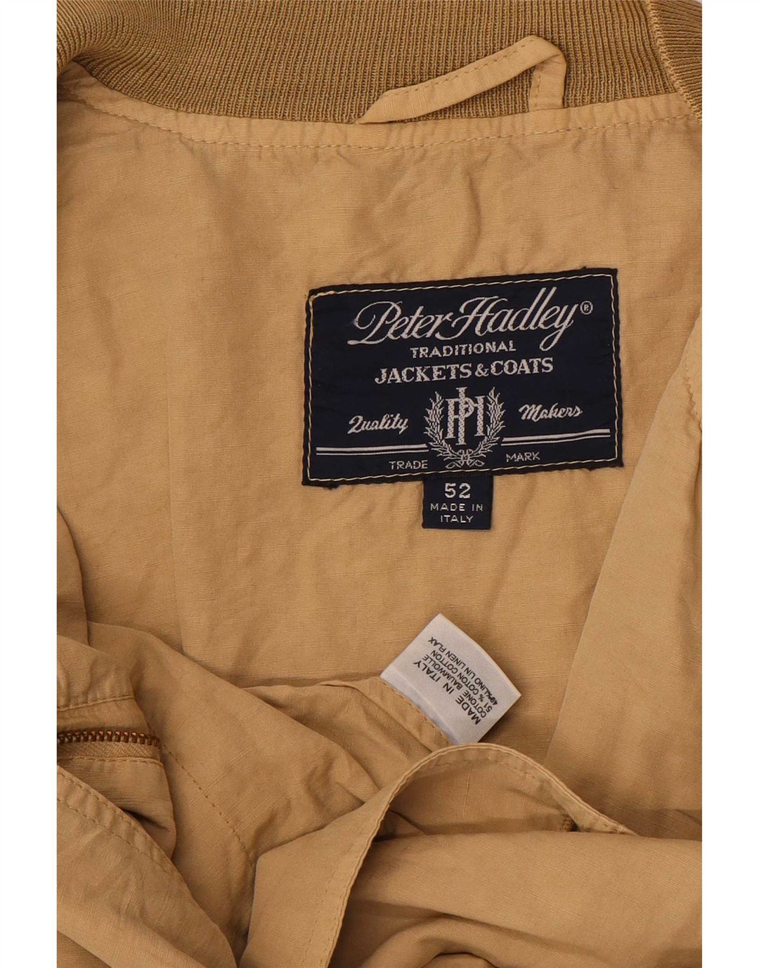 Jaqueta bomber masculina Peter Hadley IT 52 XL algodão bege