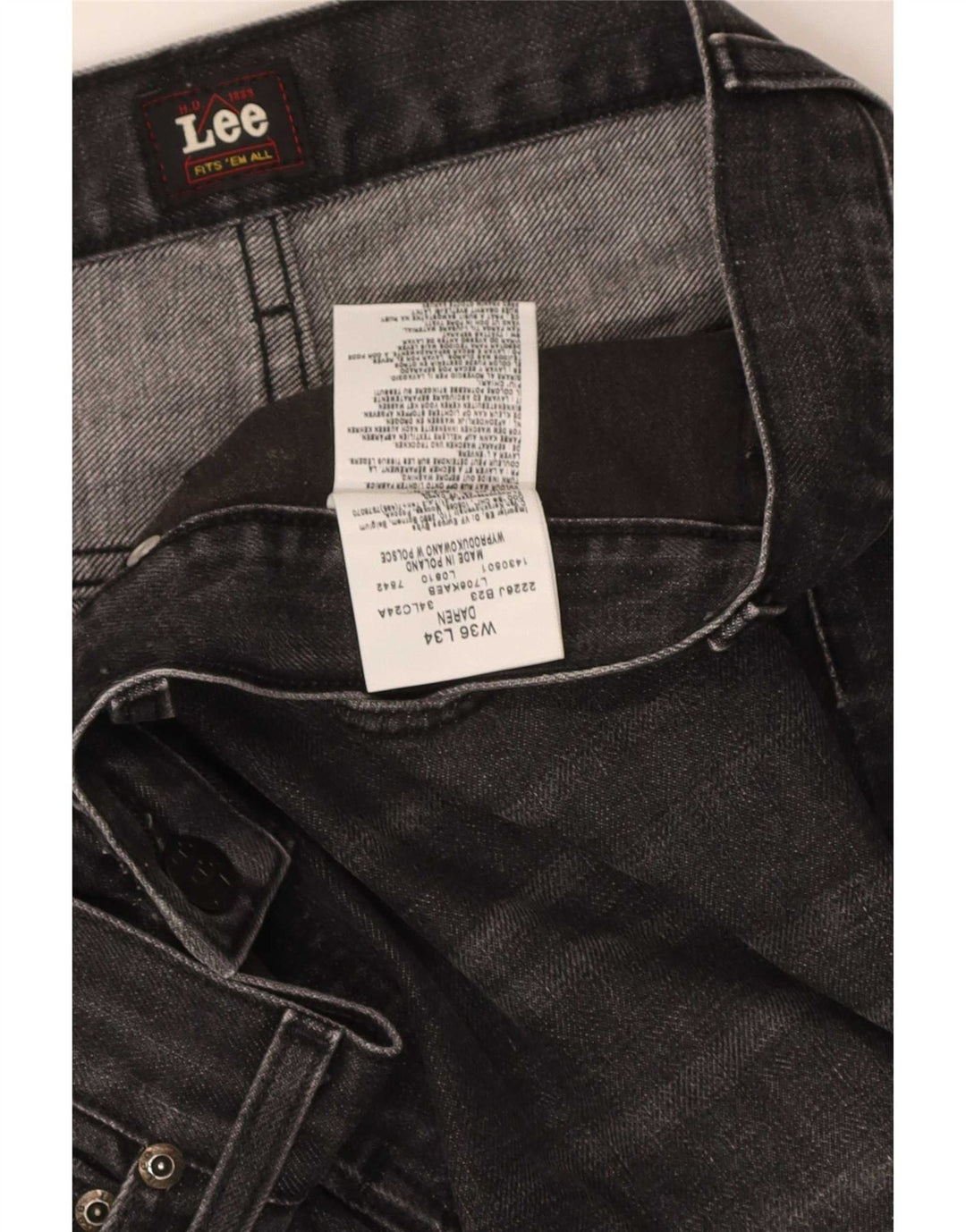 Lee Mens Daren Straight Jeans W36 L34 Cinza Algodão