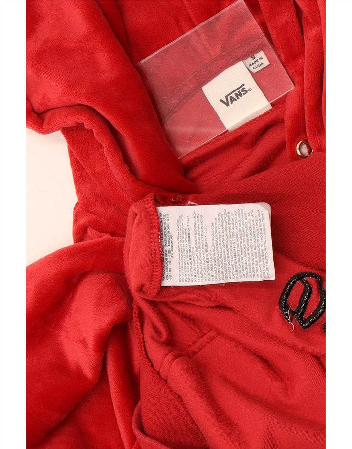 Vans Womens Velour Oversized Hoodie Jumper UK 10 Pequeno Poliéster Vermelho