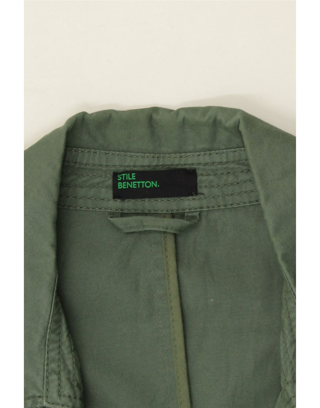 BENETTON Womens Double Breasted Trench Coat IT 46 Large Khaki Cotton Vintage Benetton and Second-Hand Benetton from Messina Hembry 
