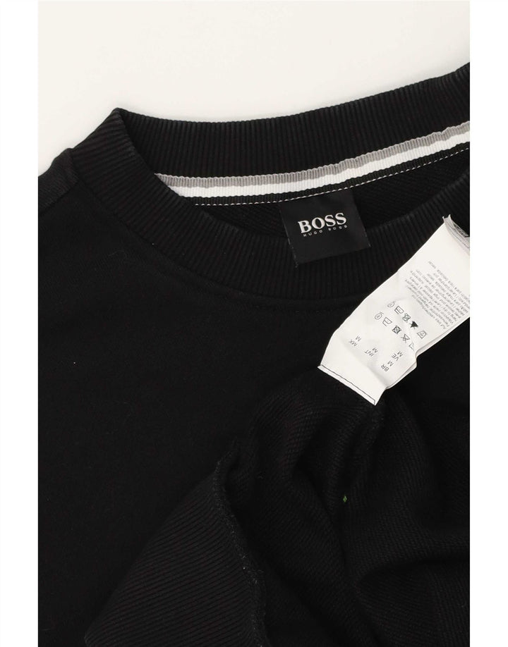 Hugo Boss moletom gráfico masculino jumper médio algodão preto