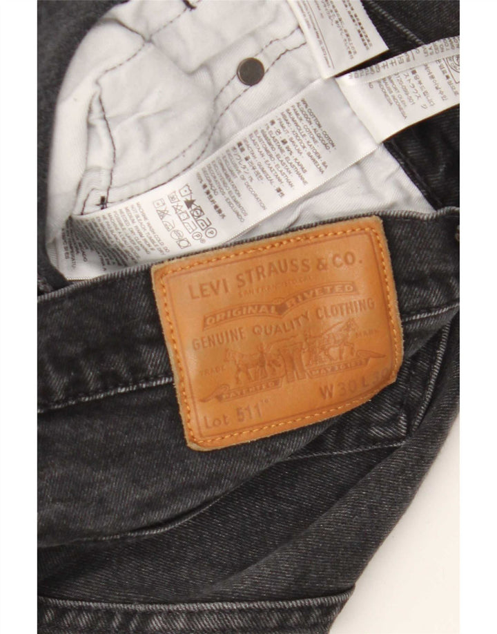 Levi's Mens Slim Jeans W30 L30 Algodão Preto