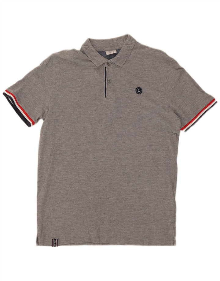 Camisa polo masculina JACK & JONES algodão cinza médio