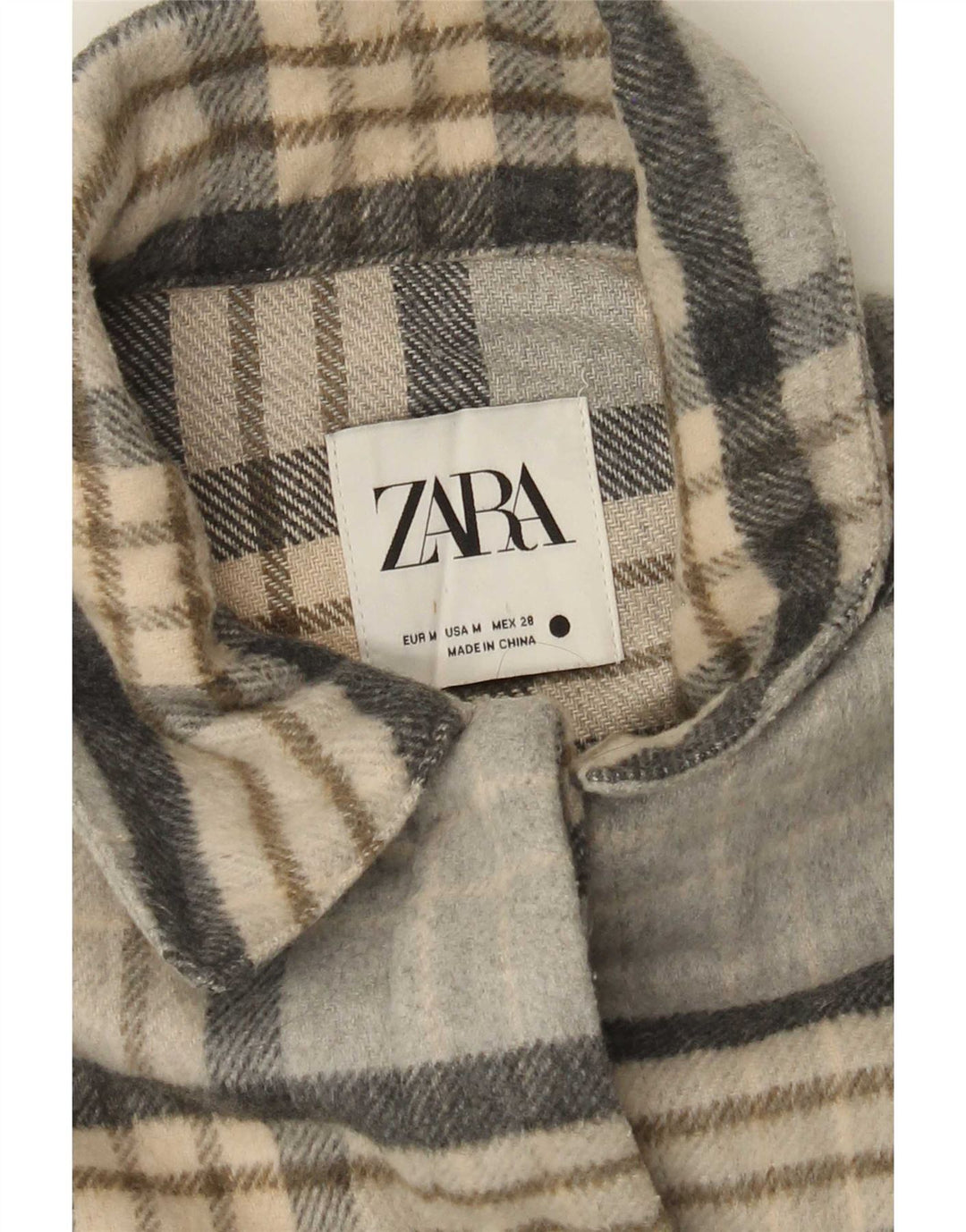 Zara Womens Shacket Jacket UK 14 Médio Cinza Xadrez