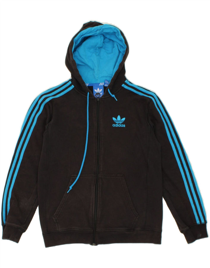 ADIDAS Mens Zip Hoodie Suéter Médio Algodão Preto