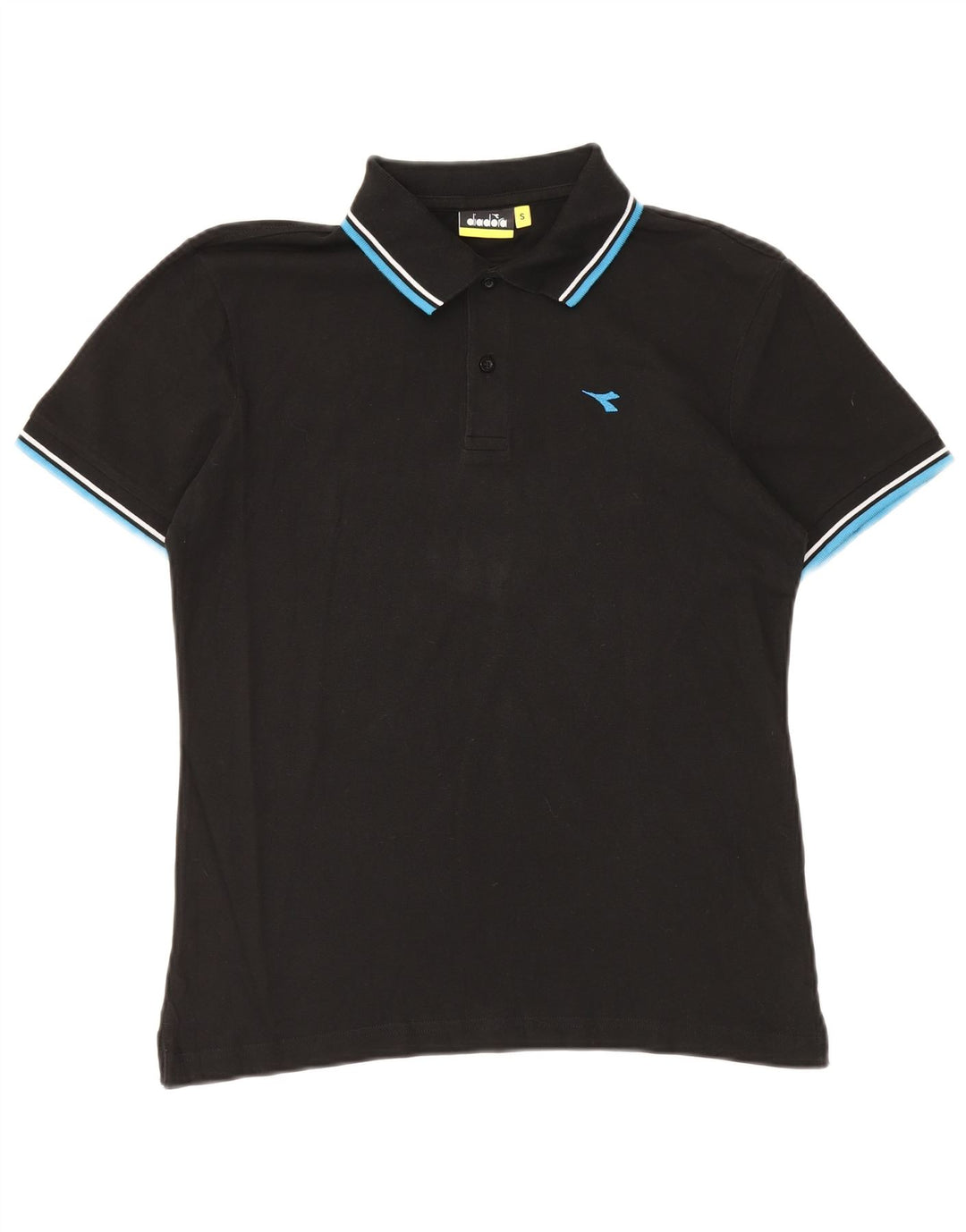 Camisa polo masculina Diadora pequena algodão preto