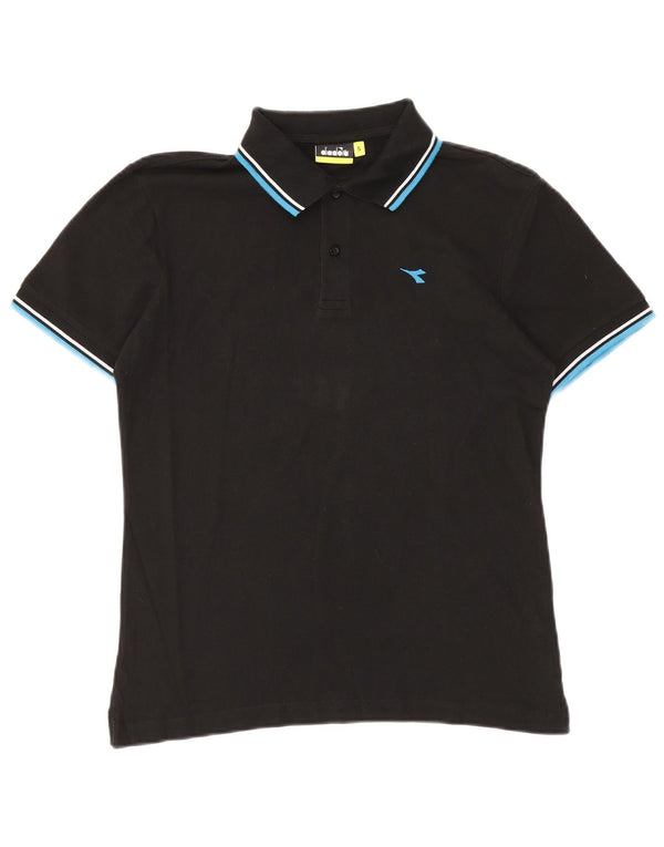 Camisa polo masculina Diadora pequena algodão preto