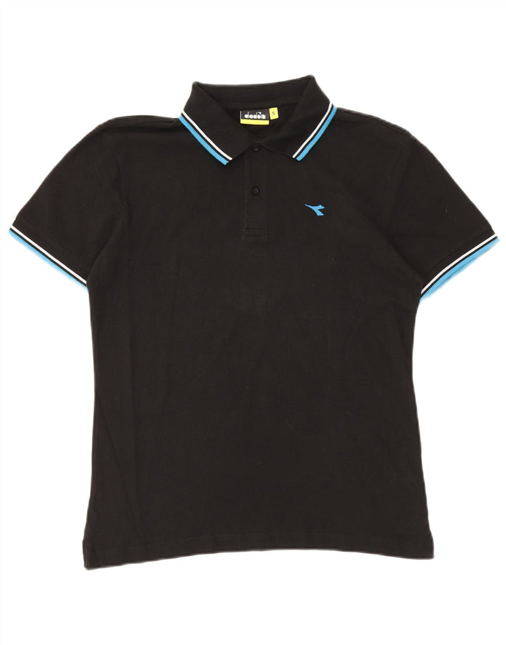 Camisa polo masculina Diadora pequena algodão preto