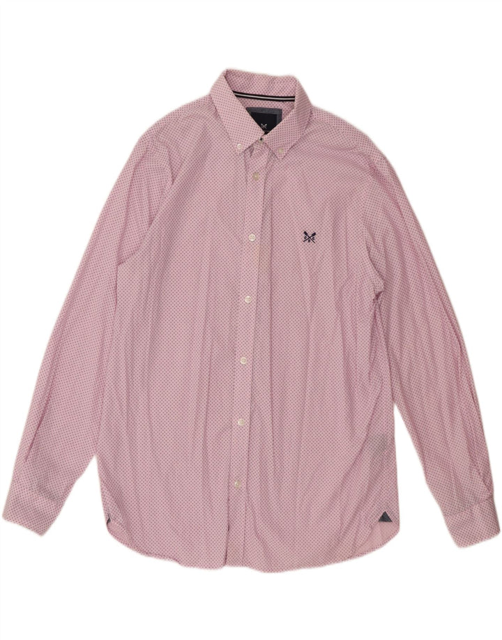 Camisa masculina clássica de ajuste da Crew Clothing algodão manchado rosa médio