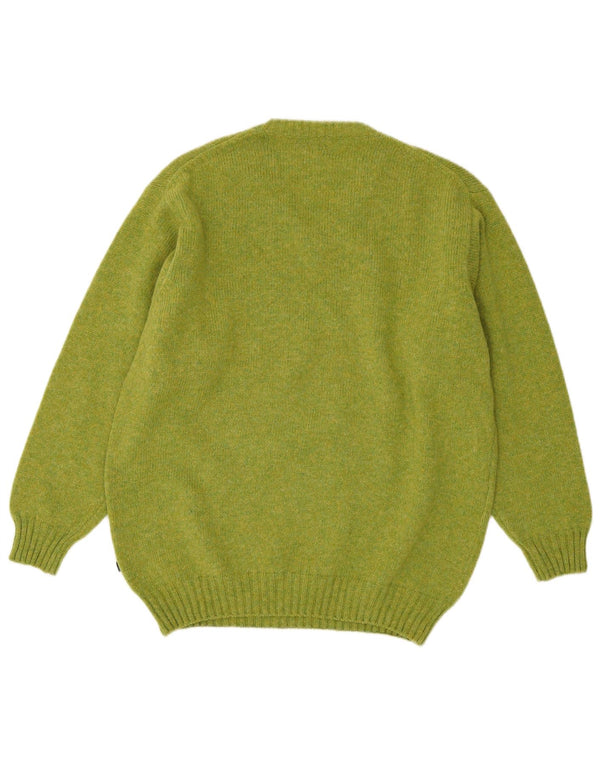 Guess Mens V-Neck Jumper Sweater Large Green Wool