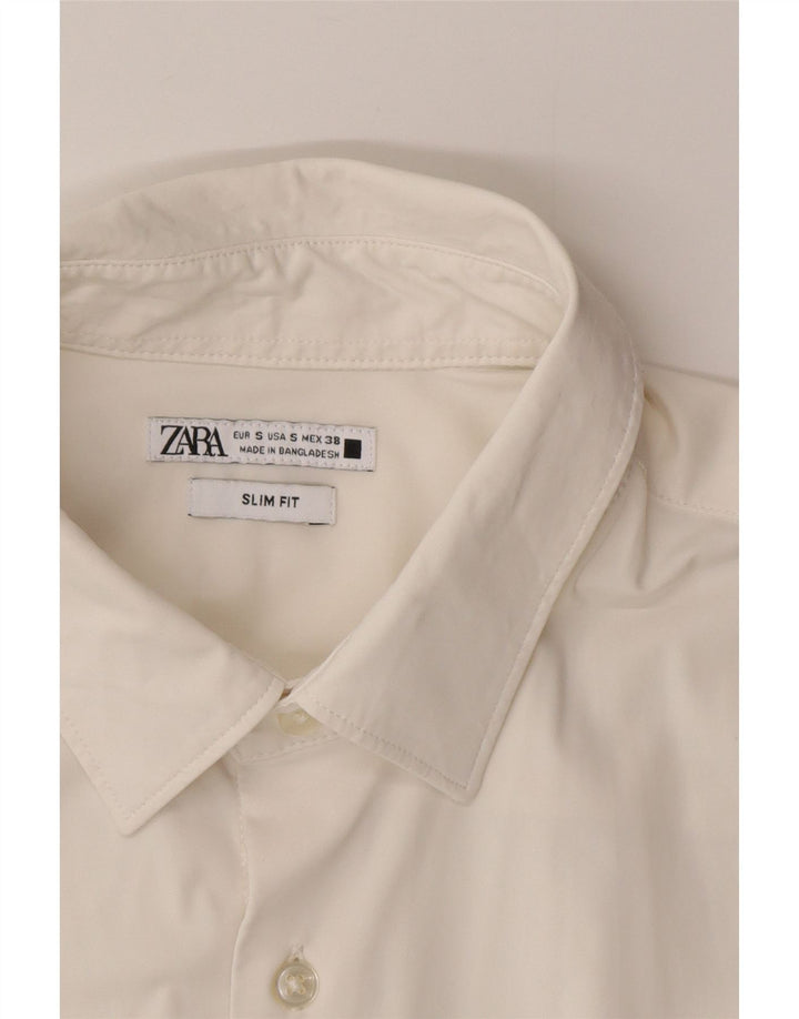 Camisa masculina Zara Slim Fit pequena branca