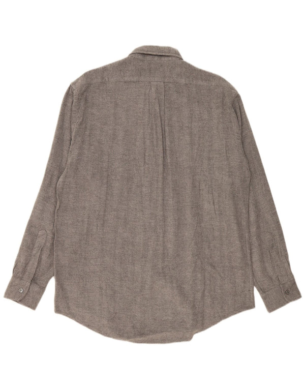 Trussardi Jeans Mens Flannel Shirt XL Grey Herringbone Viscose