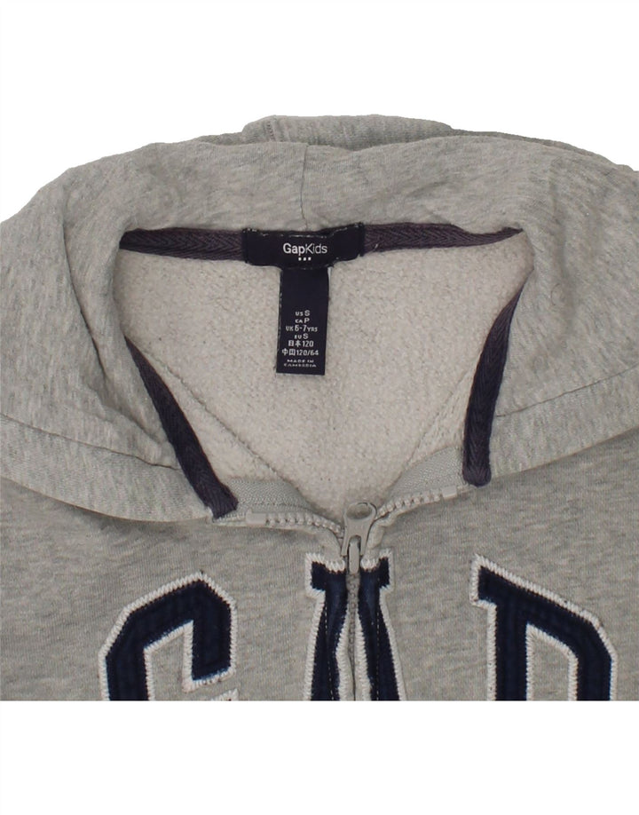 GAP Boys Graphic Zip Hoodie Sweater 6-7 Years Grey Cotton Vintage Gap and Second-Hand Gap from Messina Hembry 