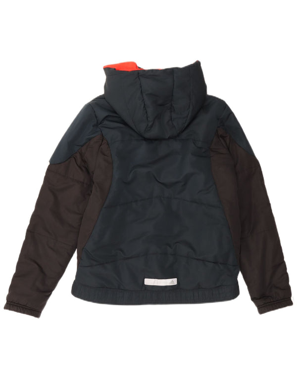 Casaco ADIDAS Menino com Capuz Acolchoado 13-14 Anos Azul Marinho Colourblock