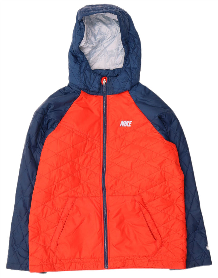 Jaqueta acolchoada com capuz Nike Boys 13-14 anos XL laranja colorblock poliéster