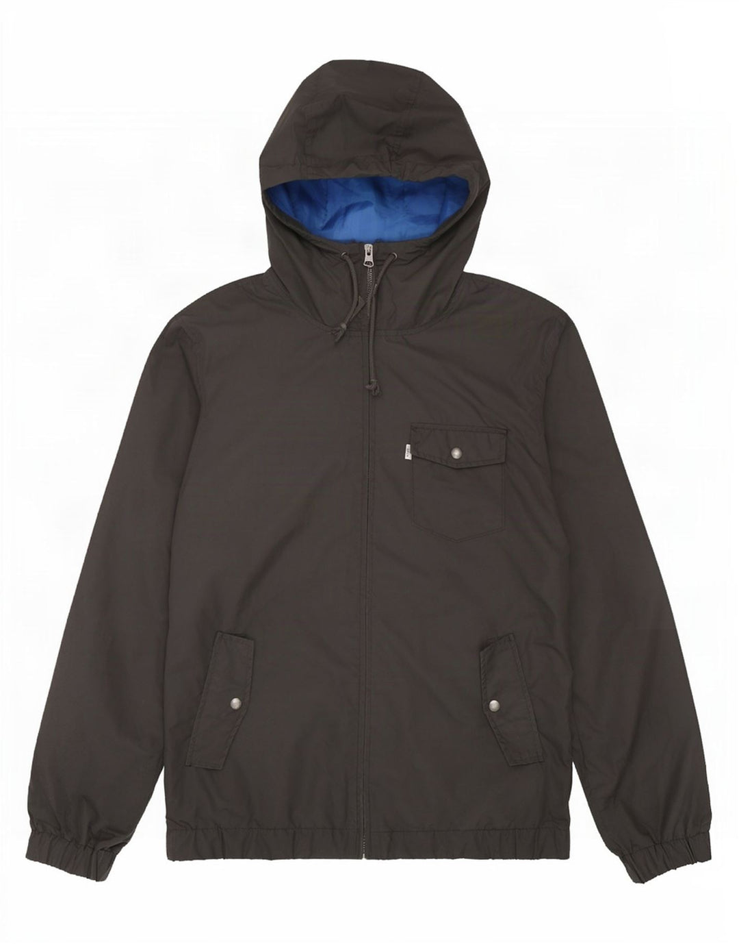 Jaqueta corta-vento masculina Levi's com capuz UK 38 poliéster preto médio