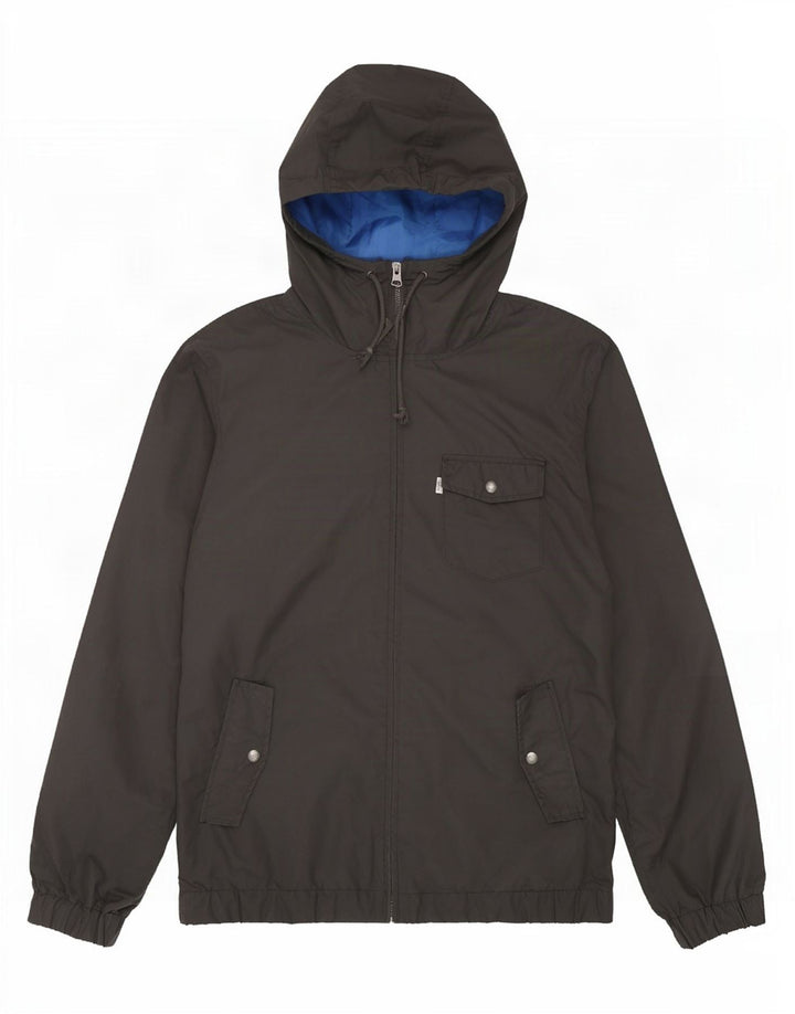 Jaqueta corta-vento masculina Levi's com capuz UK 38 poliéster preto médio