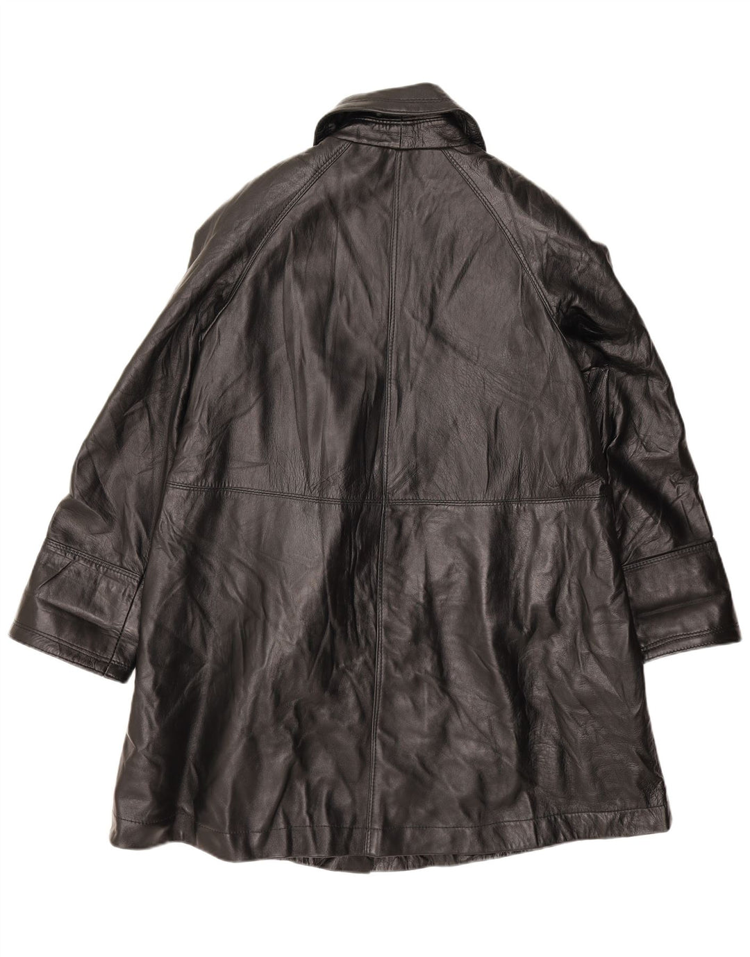 Casaco de couro superdimensionado feminino vintage Reino Unido 10 couro preto pequeno
