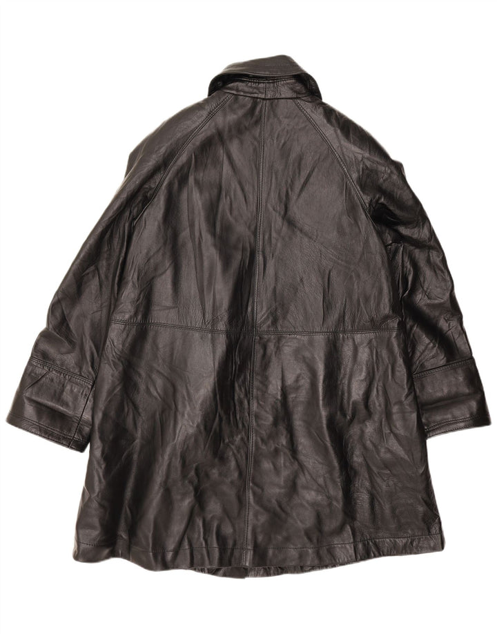 Casaco de couro superdimensionado feminino vintage Reino Unido 10 couro preto pequeno