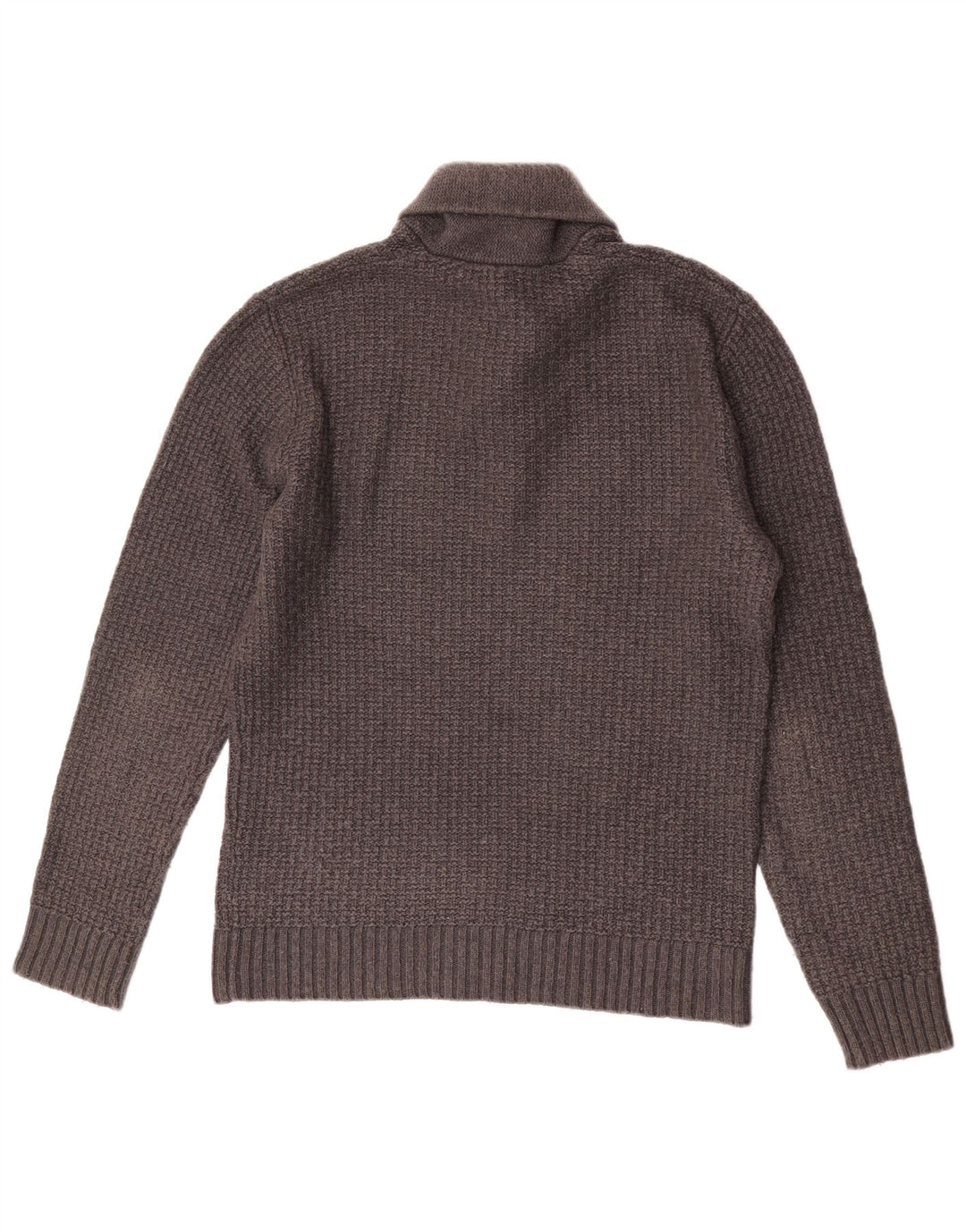 Suéter masculino Benetton com gola xale e lã cinza grande