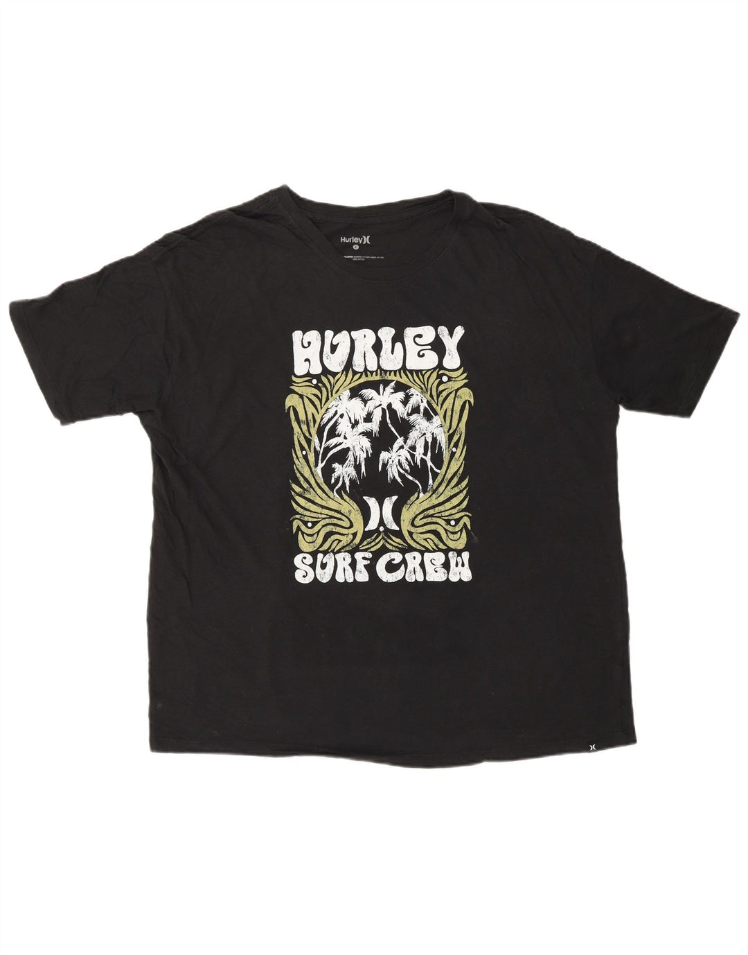 Camiseta masculina HURLEY com estampa gráfica grande de algodão preto