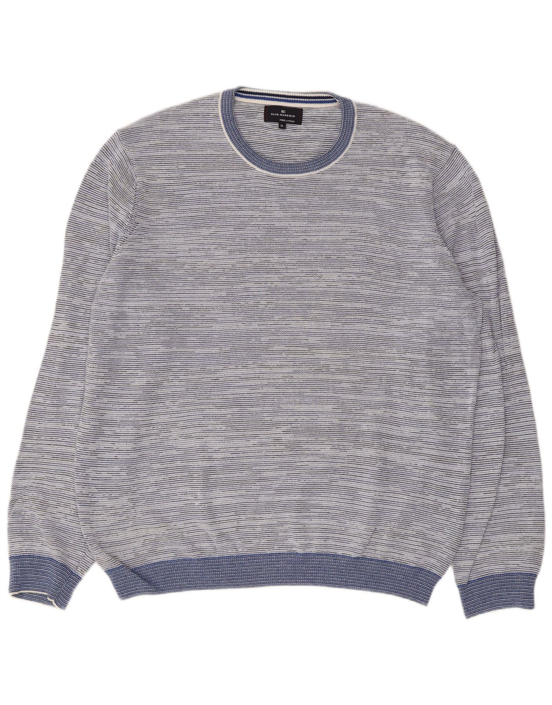 Suéter masculino Marks & Spencer Blue Harbor com gola redonda XL azul manchado