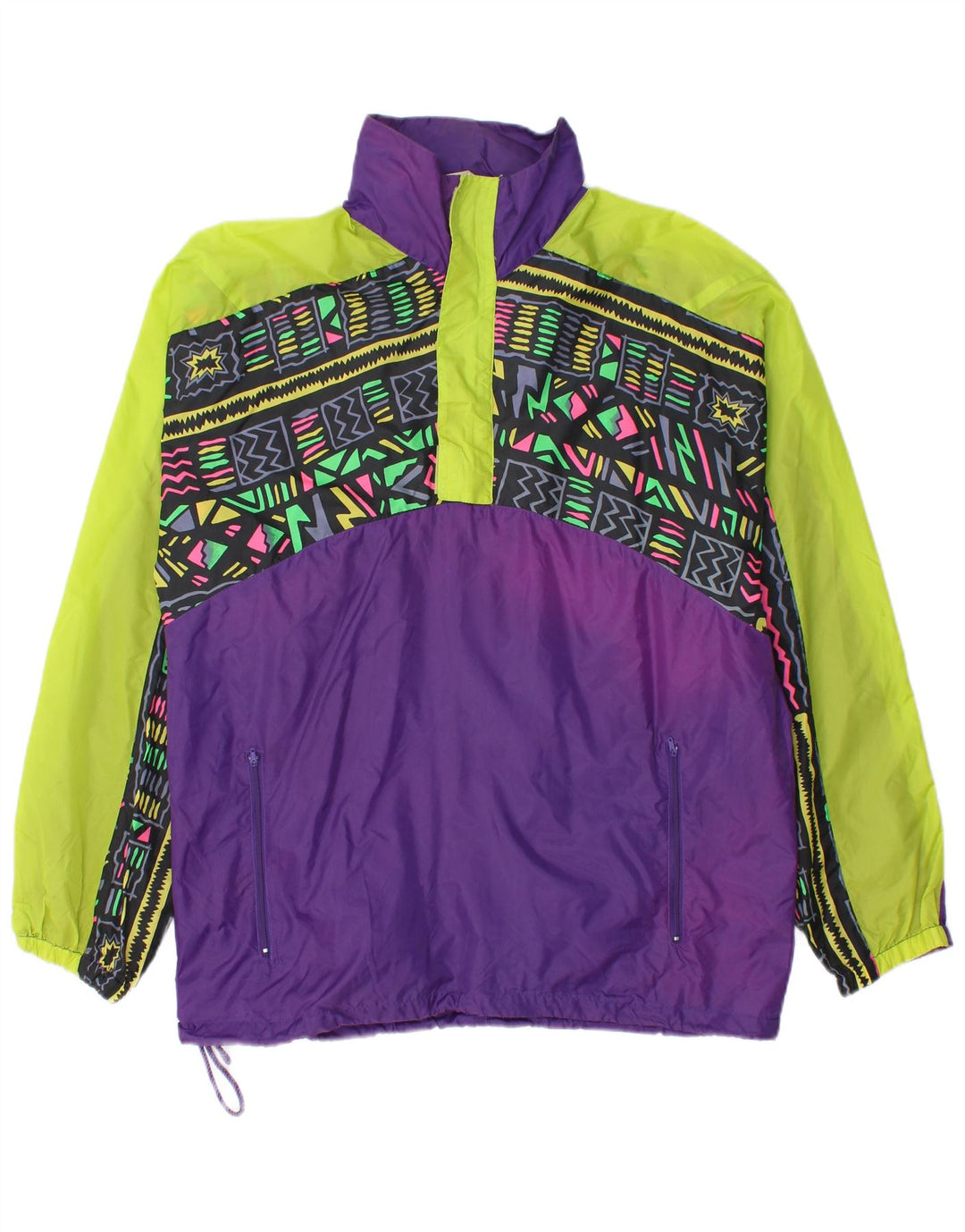 Jaqueta de chuva masculina vintage UK 38 poliamida geométrica roxa média