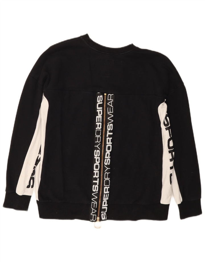 Suéter gráfico feminino Superdry UK 10 pequeno bloco colorido preto