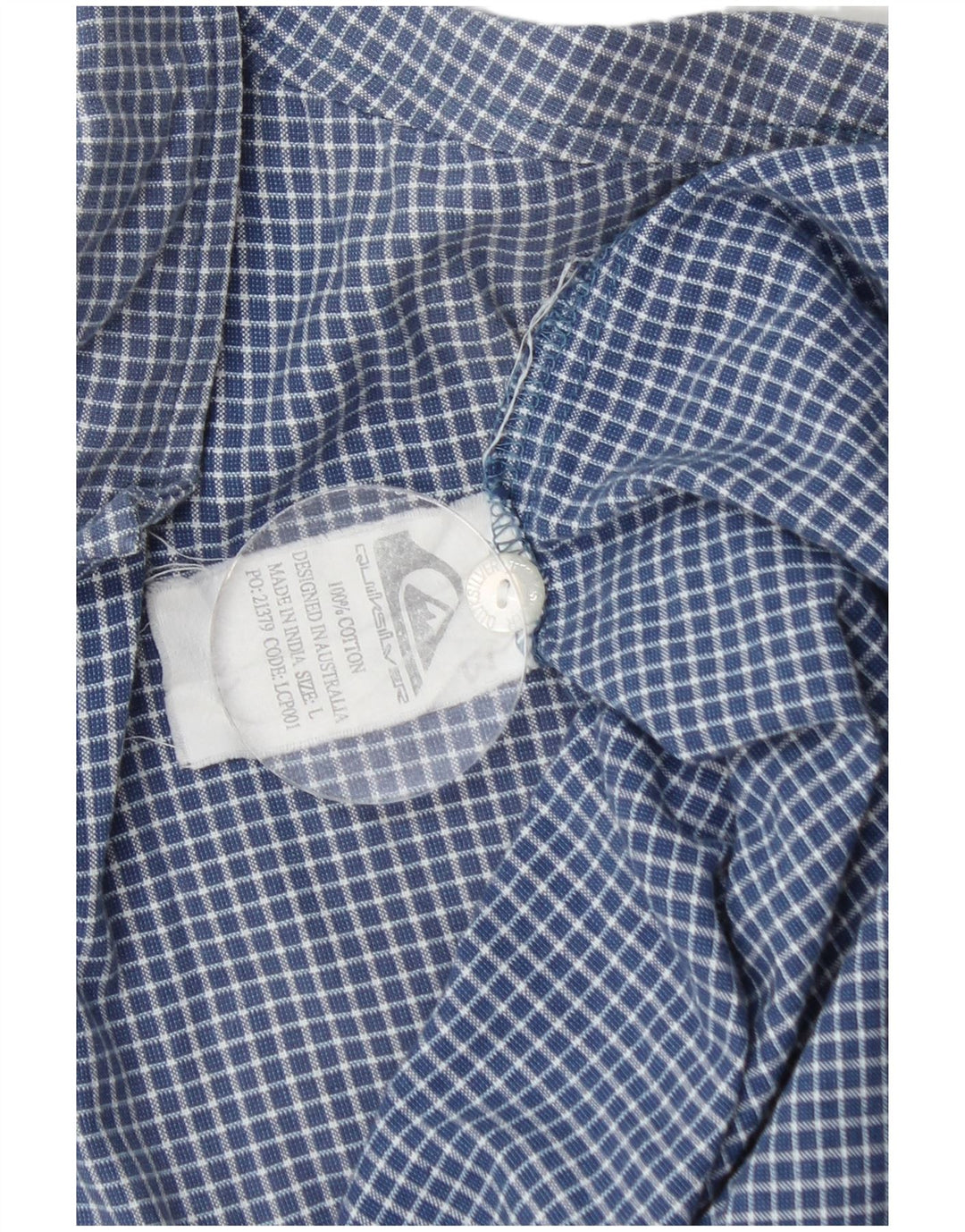 Camisa masculina de manga curta Quiksilver grande algodão xadrez azul