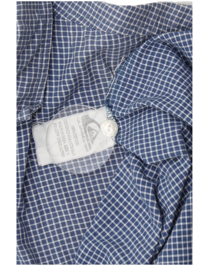 Camisa masculina de manga curta Quiksilver grande algodão xadrez azul