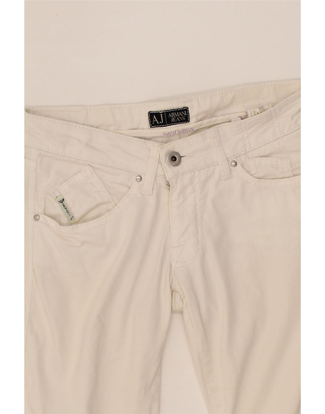 ARMANI Womens Straight Capri Trousers W25 L20  White Cotton Vintage Armani and Second-Hand Armani from Messina Hembry 