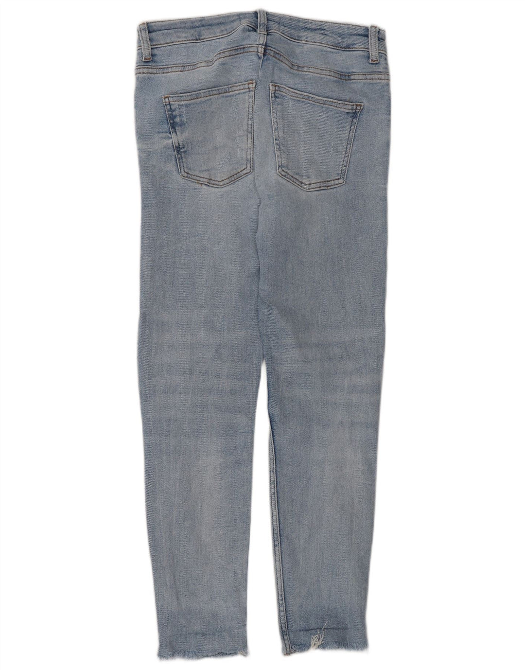 Zara Jeans feminino slim desgastado UE 38 pequeno W28 L27 algodão azul