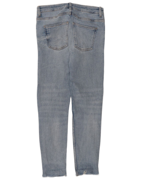 Zara Jeans feminino slim desgastado UE 38 pequeno W28 L27 algodão azul