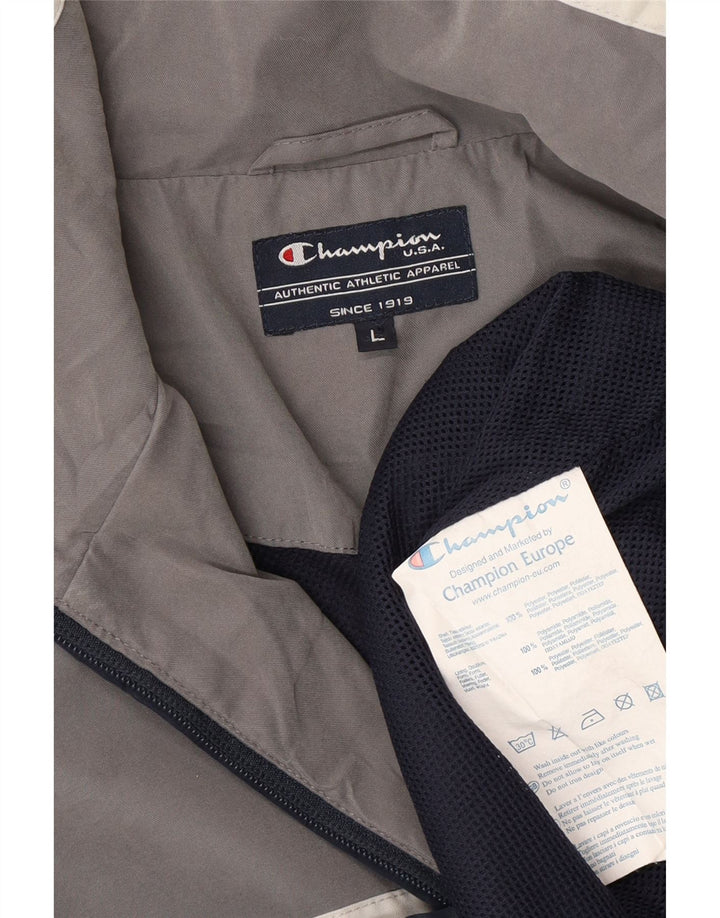 Jaqueta masculina de agasalho Champion grande poliéster colorblock azul marinho