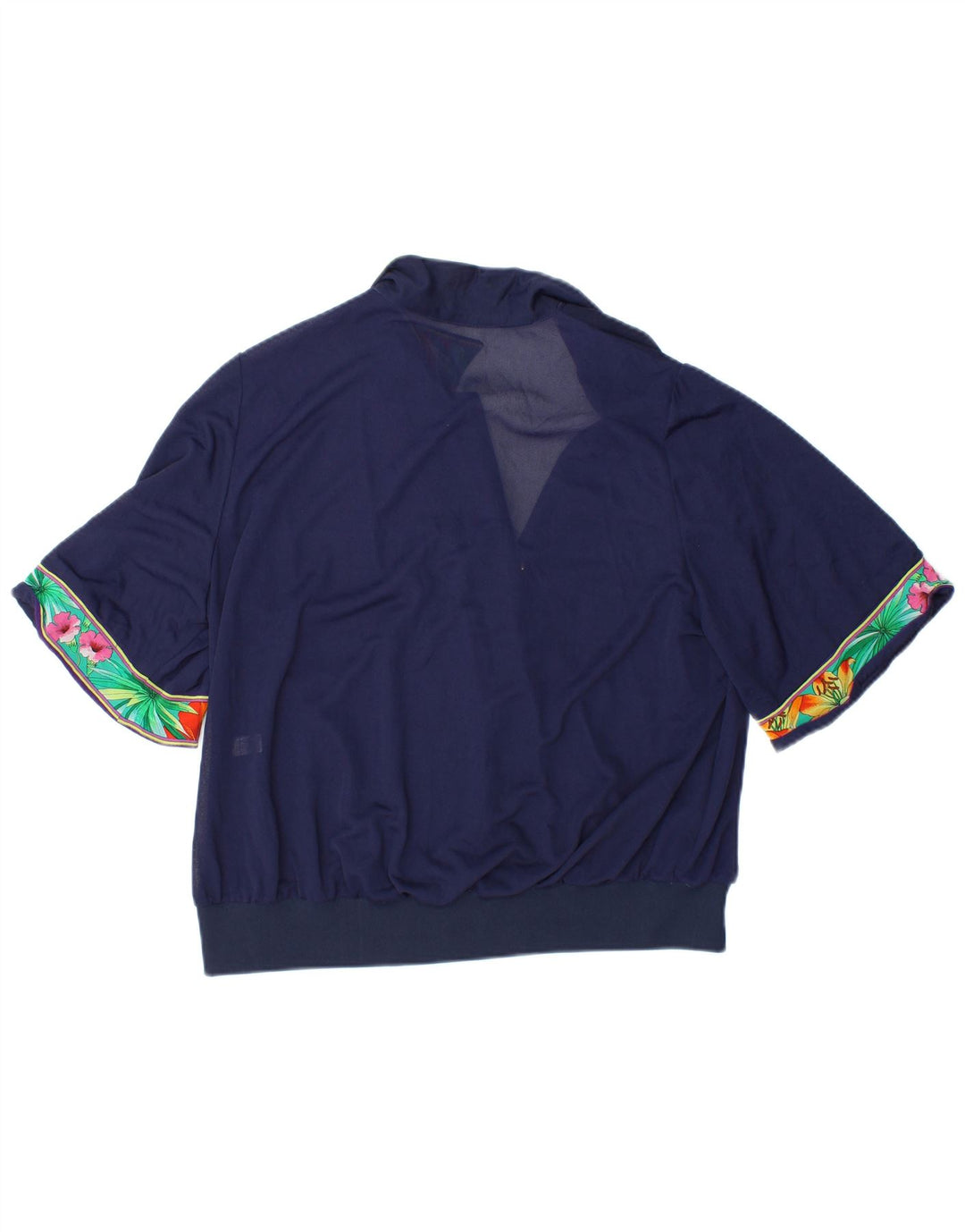 Blusa feminina VINTAGE Top IT 48 XL azul marinho floral