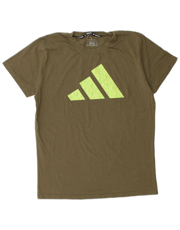 Adidas Mens Graphic T-Shirt Top Grande Algodão Cáqui