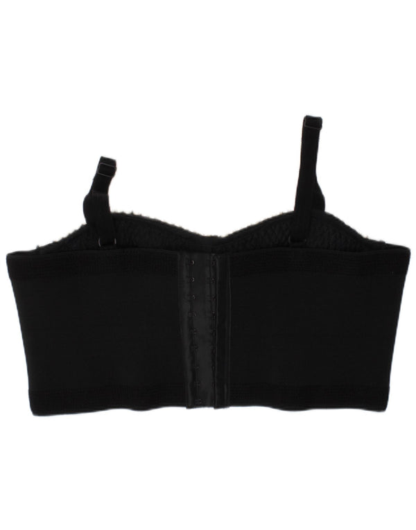 Top feminino vintage com lantejoulas e espartilho de viscose preta média