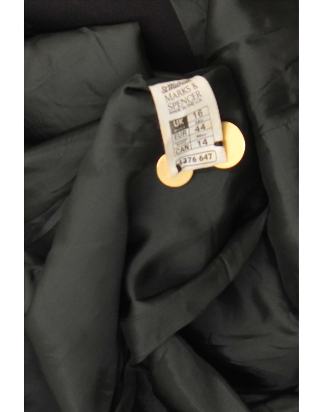 Jaqueta blazer feminina Marks & Spencer com peito duplo Reino Unido 16 grande preta
