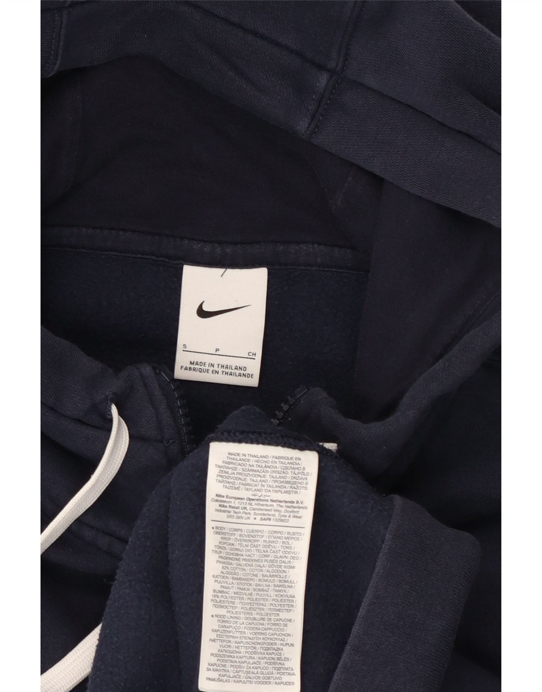 Suéter Nike masculino com capuz e zíper pequeno algodão azul marinho