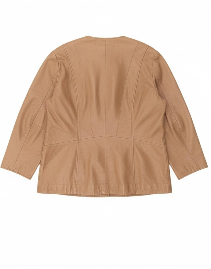 Jaqueta de couro feminina VINTAGE UK 20 2XL patchwork bege