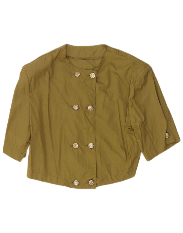 Top cardigã feminino vintage manga 1/2 Reino Unido 14 verde médio